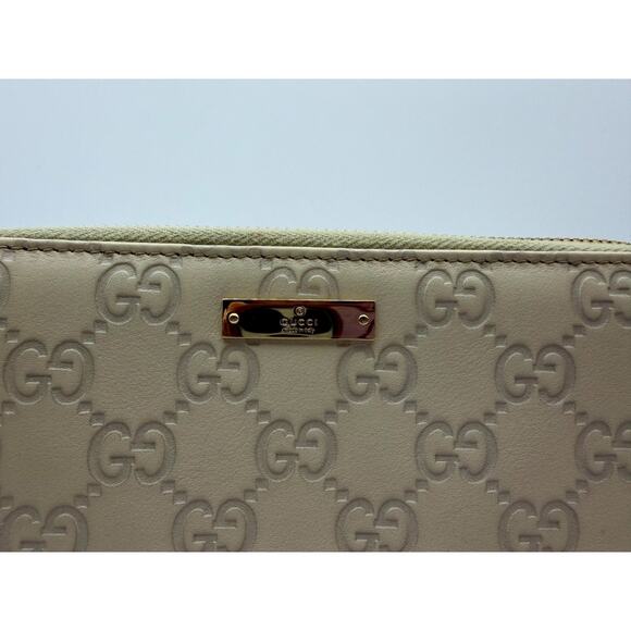 GUCCI Guccissima Leather Zip Around Wallet White Embossed GG Continental | COA - Picture 4 of 13